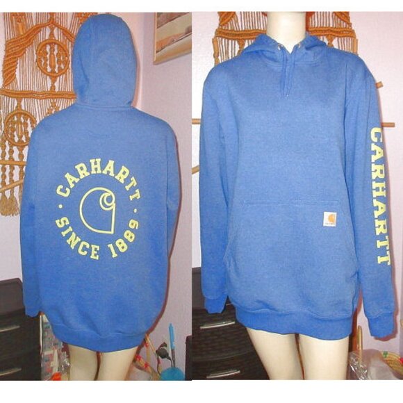 Carhartt Loose Fit Rain Defender Sweatshirt Men's M Pullover Hoodie Pockets Logo - Picture 1 of 9
